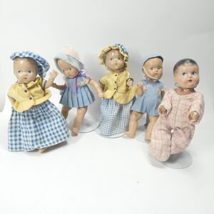 Dionne Quints 5 Baby Dolls Set 7" Tall Compo 1930s Madame Alexander Vintage